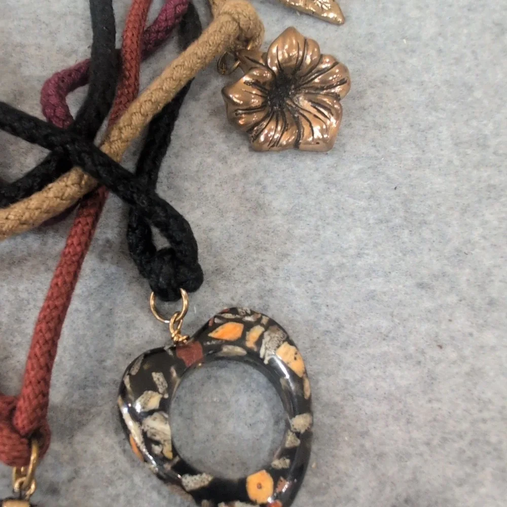 Bohemian Beaded Leaf Flower Heart‎ Charm Multi Strand Necklace - Picture 6 of 8